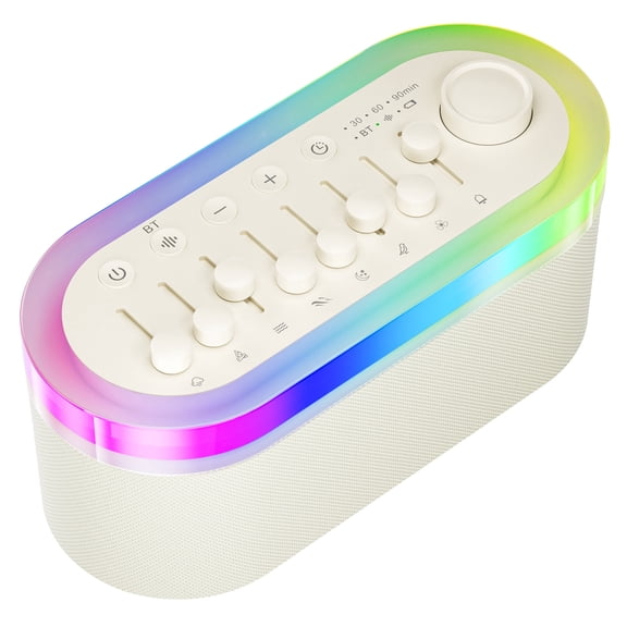 ANTBOOK White Noise Sound Machine for Sleep with Bluetooth, 8 Mixable Sounds, Night Light, Timer and Rechargeable Battery Beige