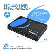 OREI HDMI Multi-Viewer 4x1 Seamless HDMI Switcher, 4 Ports IR Remote Support 1080P for PS4/PC/Stb/DVD/Security Camera