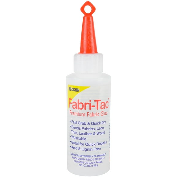 Beacon Adhesives Fabri-Tac Permanent Glue, Quick Dry, Acid and Lignin Free, Clear, 2 oz, 59.15 ml