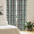 thumbnail image 2 of Ambesonne Abstract Window Curtains, Smoke Shaped Elements Art, Each 28" W x 63" L, Almond Green and Dark Fuchsia, 2 of 3