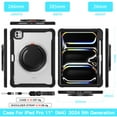 thumbnail image 4 of XYX For iPad Pro 11 inch Case (2025 M5/2024 M4), 360 Rotating Hand Grip, Shoulder Strap, Heavy Duty Drop Protection, Transparent, 4 of 7