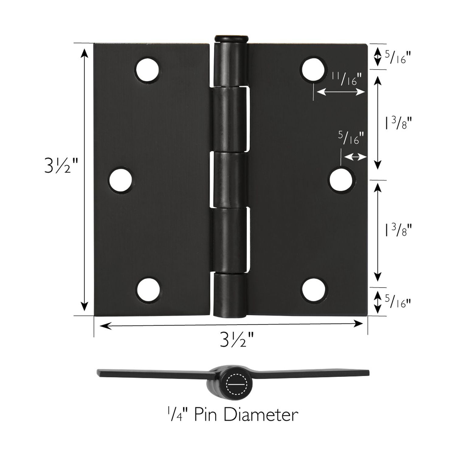 Design House 3-Pack 3.5" x .125" x 3.5" Square Butterfly Interior/Exterior Door Hinges, Oil Rubbed Bronze