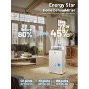 DuraComfort 50 Pints Dehumidifie for Basement with Pump, 4500 Sq.Ft Energy Star for Large Rooms, Powerful Humidity Control, Easy Drainage (MAX 115 Pint at 89.6℉, RH80%)