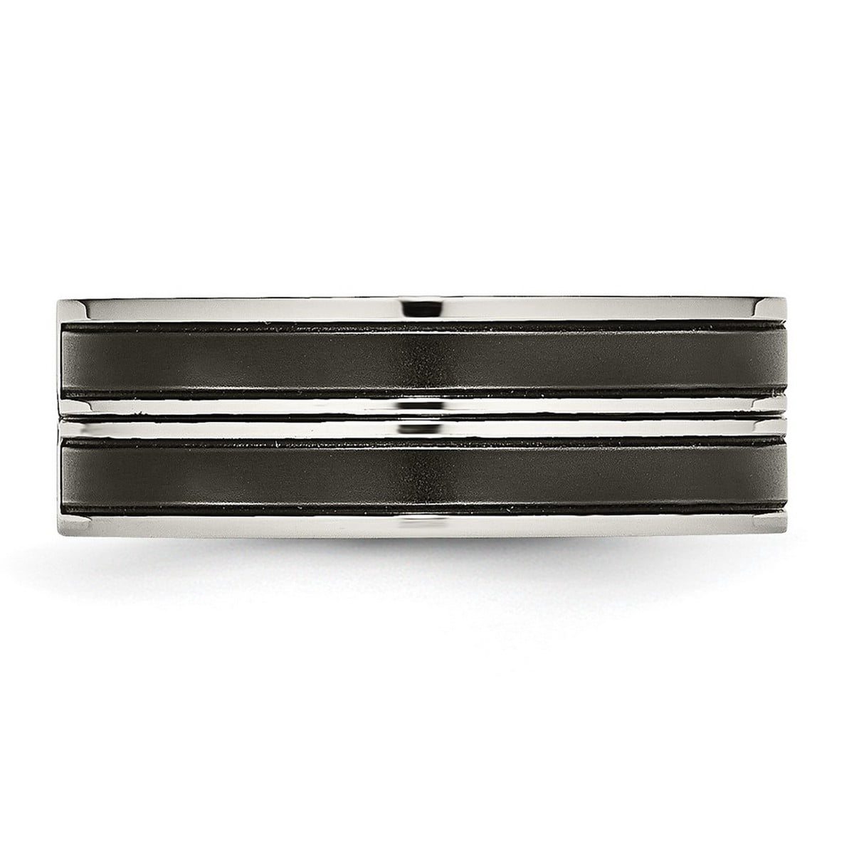 8mm Stainless Steel Brushed and Polished Black Ip Plated Cubic Zirconia Band Ring Size 11.5 Ring for Women and Men