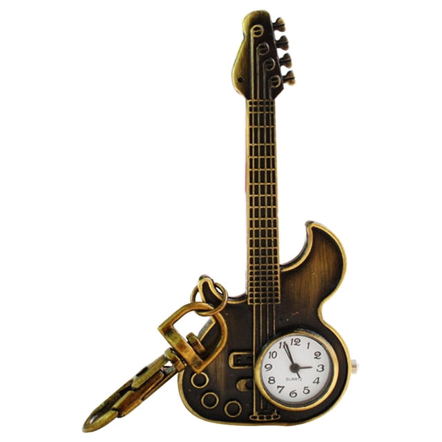 Shisuyan 1Pc Fashion Guitar Shaped Buckle Watch Delicate Personality Clip Design Watch Vintage Pocket Watch