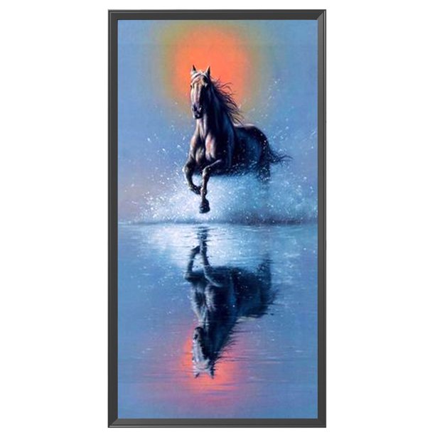 Cuadros Decorativos Punto de cruz completo Caballo Animal DIY Bordado Hilo de algodón Decoración de Likrtyny embutido en tela