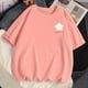 thumbnail image 3 of Camisetas Harajuku 100% de algodón para mujer, ropa con estampado Floral Kawaii, Tops Ulzzang y2k, Camiseta holgada de manga corta, 3 of 4
