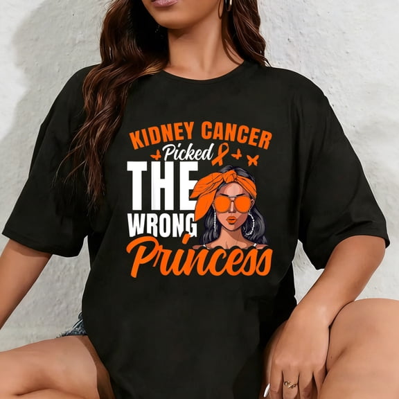 100% Cotton Unisex Kidney Cancer Awareness Princess Survivor Kidney Cancer T-Shirt