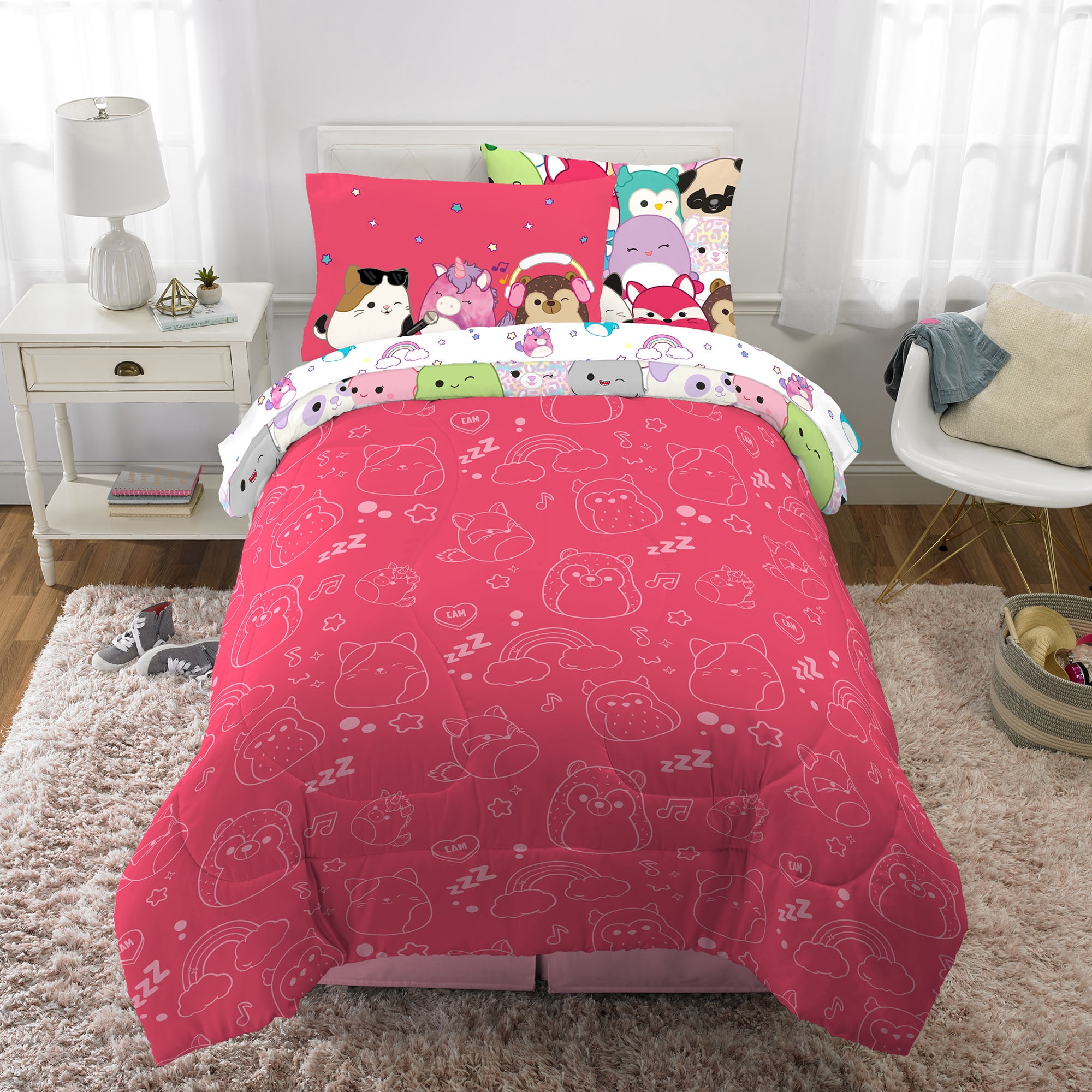 Squishmallows Kids Twin Bed in a Bag, Comforter and Sheets, Multicolor