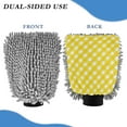 thumbnail image 2 of Microfiber Car Wash Gloves With Chenille & Polyester Terry Scratch-Free Cleaning Elastic Cuffs Yellow Gingham Pattern, 2 of 8
