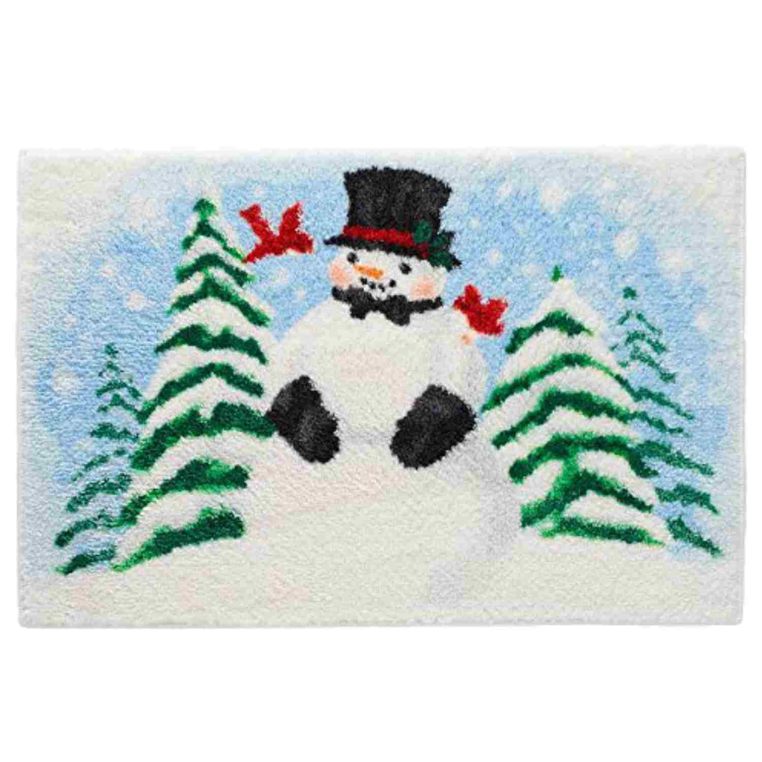 New St Nicholas Christmas Rug Penguin Snowman Tree Floor Mat 20 x 30 Non Slip 
