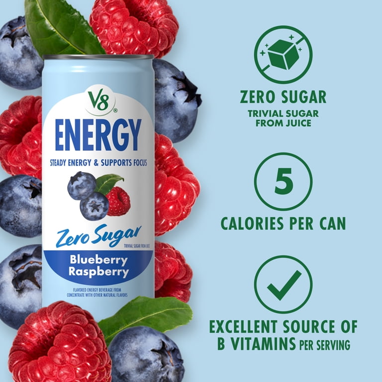 V8 Energy Blueberry Raspberry Drink, 8 fl. oz. can, 6 pk - Walmart.com