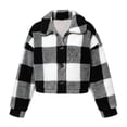 thumbnail image 6 of Plaid Jacket for Women, Winter Fuzzy Fleece Button Copped Coat, Long Sleeve Lapel Collar Casual Warm Outerwear, 6 of 7