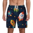 thumbnail image 3 of Uemuo Spaceships and Stars Pattern Mens Swim Trunks Quick Dry Board Shorts with Mesh Lining, Stretch Beach Shorts Quick Dry No-Chafing Board Shorts-Small, 3 of 9