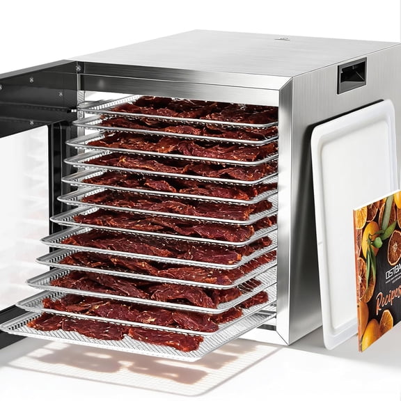 OSTBA 12-Tray Stainless Steel Food Dehydrator, 850W Digital Food Dryer with 10 Presets, 95-165℉ Temp Control, 48H Timer, Jerky, Fruit, Vegetable & Herb Dryer