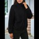 thumbnail image 5 of Cárdigan Holgado y Cálido de Larga para Mujer, con Cuello Alto de Felpa, Cremallera y Bolsillos. Negro XXL, 5 of 6
