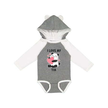 

Inktastic I Love My Tia with Panda Illustration Gift Baby Boy or Baby Girl Long Sleeve Bodysuit