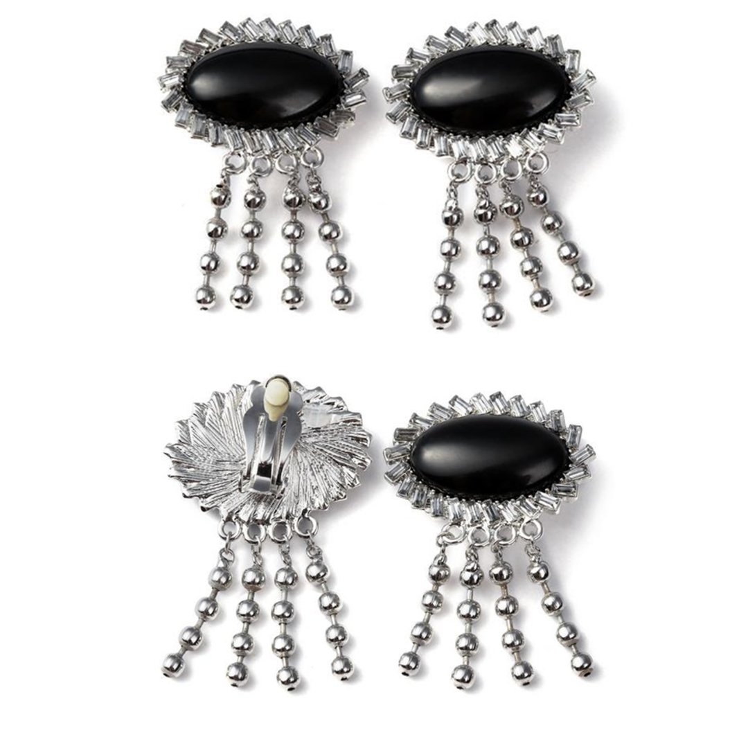 Holly Oval Stone Beaded Earrings 