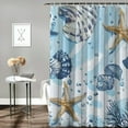 thumbnail image 2 of Chilfamy Beach Shower Curtain for Bathroom Blue Coastal Seashell Coral Decorative Shower Curtains Waterproof Fabric Nautical Ocean Themed Shower Curtain Sets for Bathtub Hotel With Hooks White, 2 of 7