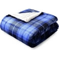 thumbnail image 1 of Sherpa Plaid Fleece Throw Blanket, Double-Sided Super Soft Luxurious Bedding Blanket 50 x 60 inches, Blue, 1 of 1