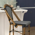 thumbnail image 6 of BizChair Set of 2 Stackable Indoor/Outdoor Bistro 30" High Barstools, Commercial Grade, Black/White and Bamboo Finish, 6 of 12
