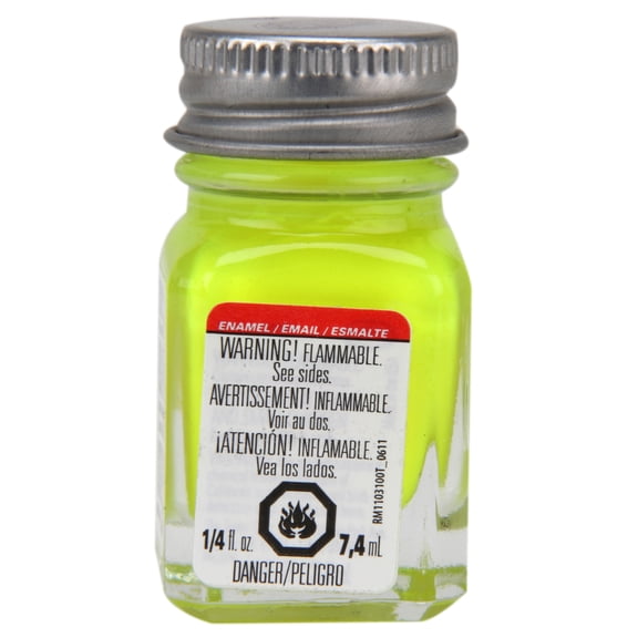 Testors 11TT-1177 0.25 oz Enamel Paint, Yellow Fluorescent