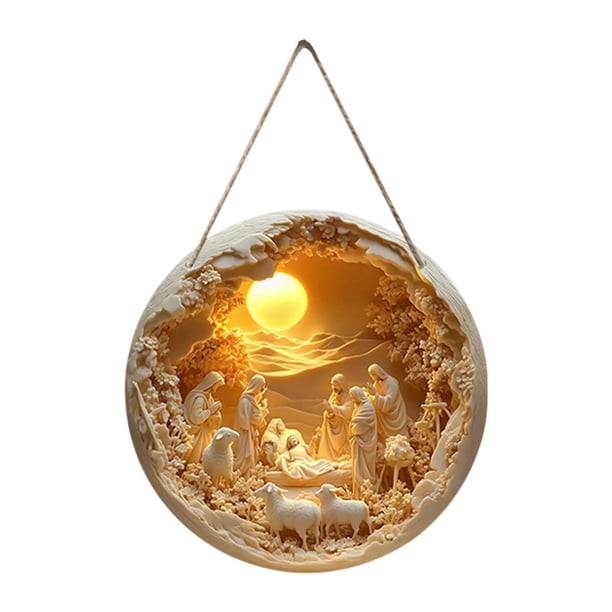 Decoración acrílica 2d plana escena natividad adornada colgante decorativo multipropósito de Jesús natividad para regalos de ventana familia
