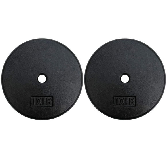 A2ZCARE Standard Cast Iron Weight Plates 1-Inch Center-Hole for Dumbbells, Standard Barbell 10, 15, 20, 25 lbs (10 lbs - Pair)