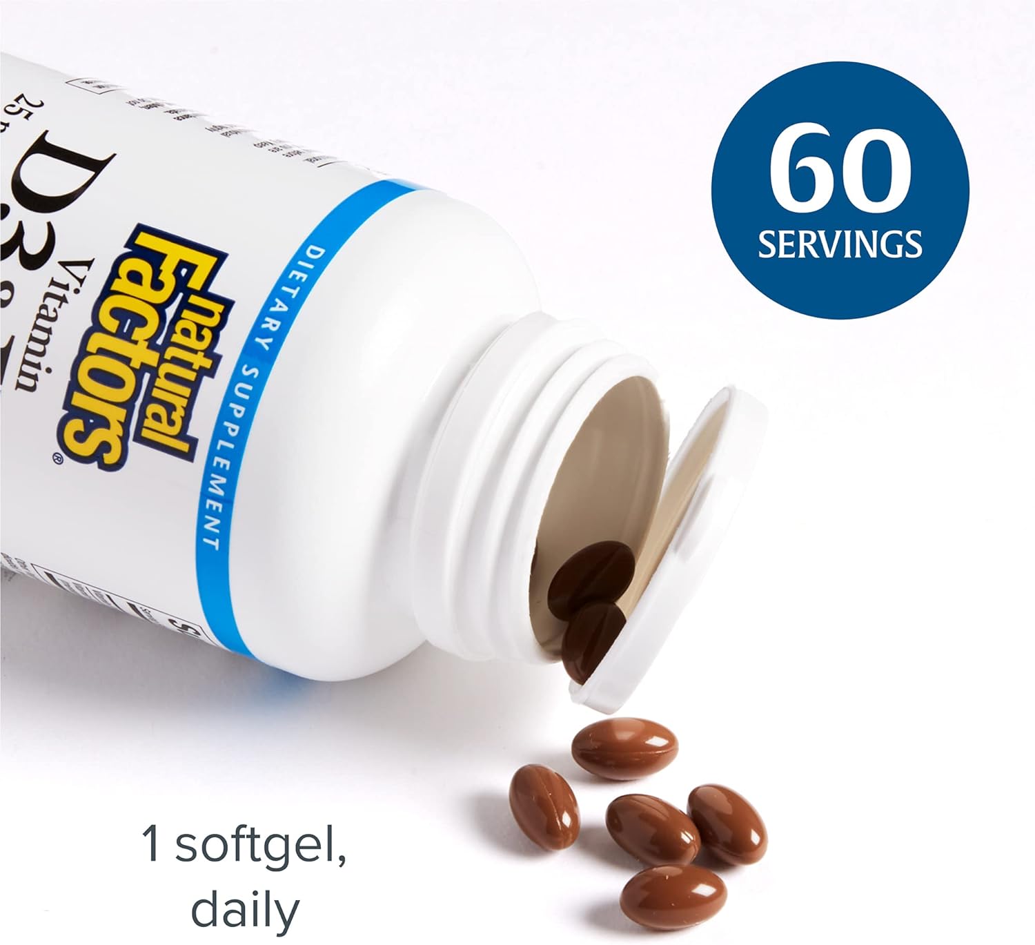 Natural Factors Vitamin D3 & K2 1000IU & 120 mcg- 60 Softgels