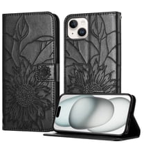 Decase Wallet Case for iPhone 14 Plus Case with Card Holder,Sunflower Pattern Leather Phone Case with Kickstand Magnetic Closure Shockproof Cover Fits for iPhone 14 Plus,Black