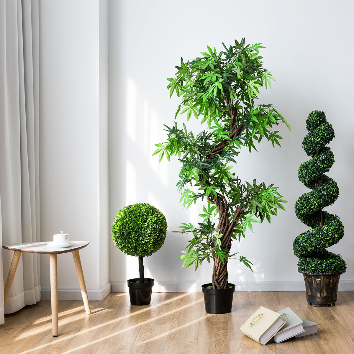 Baost 1 Pc Artificial Plant Ball Faux Boxwood Leaves Fake Topiary Tree Decorative Greenery Globe for Home Wedding Party Decoration 12 cm