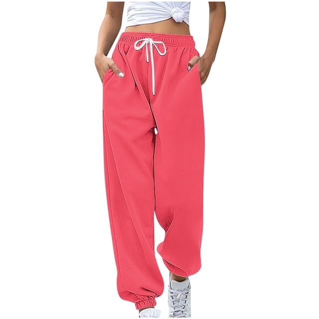 Bowake Pantalons de Survêtement pour Femmes, Pantalons Amples Taille Haute pour l'Automne, Joggers à Bas Resserré avec Poches, Mode 2023