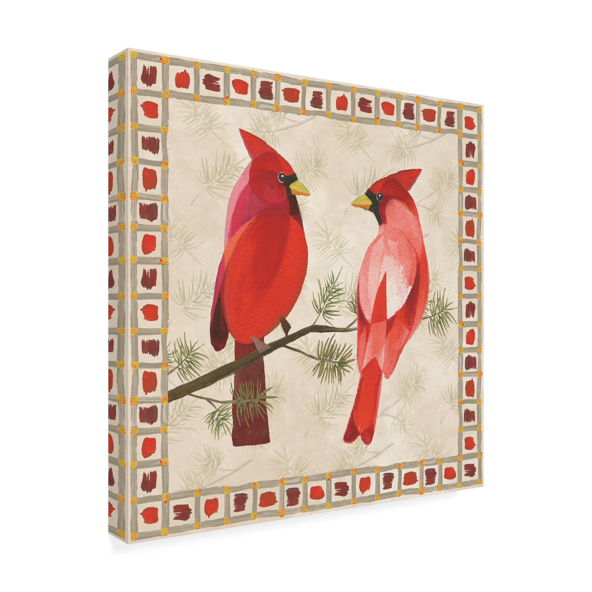 Trademark Fine Art 'Festive Birds Two Cardinals' Canvas Art by Danhui Nai