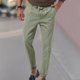 thumbnail image 2 of Pantalones de vestir rectos con cintura elástica y color liso para hombre: corte holgado, cordón, lavables a máquina, cómodos pantalones de estilo europeo., 2 of 5