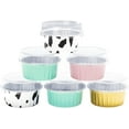 thumbnail image 3 of Dessert Cups with Lids, 100pcs 4 Colors Mixed Foil Cupcake Containers, 5oz 125ml Disposable Aluminum Foil Pans Ramekins, Baking Cups, Muffin Cupcake Liners with Lids, 3 of 5