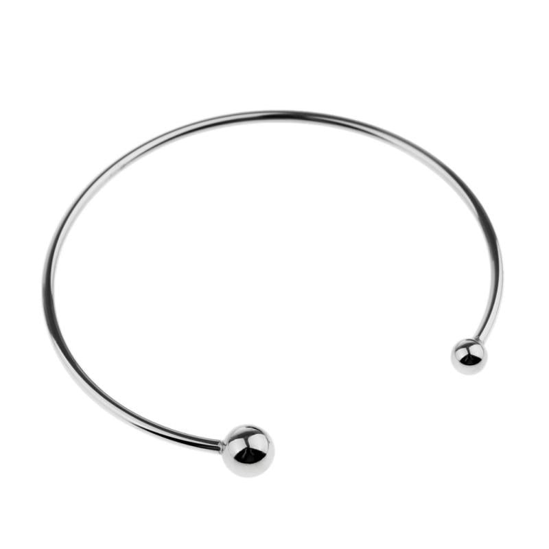 Double Ball Stainless Steel Open Cuff Bracelet Adjustable Mother Day Gift