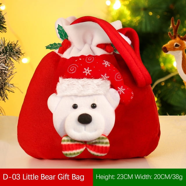 Xihbxyly Bolsa de Regalo Navideña de Terciopelo, con Cordón de Papá Noel, Reutilizable, de Poliéster Suave, Ideal para Decoración Navideña y Envoltura de Regalos, Ecológica, 25 X 20 Cm, Perfecta para