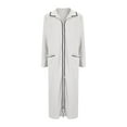 thumbnail image 5 of Kaemgyyd Robe for Women Fall Winter Warm Zipper Bathrobe Ribbed Long Sleeves Full Length Loungewear Sleepwear with Pockets, 5 of 6