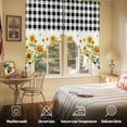 thumbnail image 6 of Swag Curtains Valances for Windows, Yellow Farmhouse Sunflowers Short Kitchen Window Curtains Over Sink, Retro Black White Check Plaid Cafe Curtains Panel Set Of 2,Rod Pocket, 63 Inches Length, 6 of 8