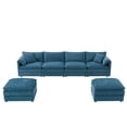 thumbnail image 4 of 136" Chenille Modular Sectional Sofa with Deep and Wide Seat, U-Shaped Cloud Couch Set with Double Cushions, 6 Seat Sofa with Movable Ottoman, Oversized Indoor Furniture (Blue), 4 of 11