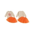 thumbnail image 2 of Toddler Kids Little Girl Thanksgiving Outfit 12 18 24 Months 2T 3T 4T 5T 6T 7T Letter Embroidery Long Sleeve  Sweatshirt with Orange Tulle Skirt 2 Pcs Clothing Set, 2 of 9