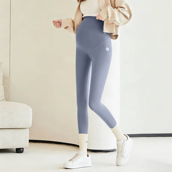 Crunowin Women's Maternity Leggings, Shark Pants Abdomen Support Yoga Pants Yoga Pants Blue M