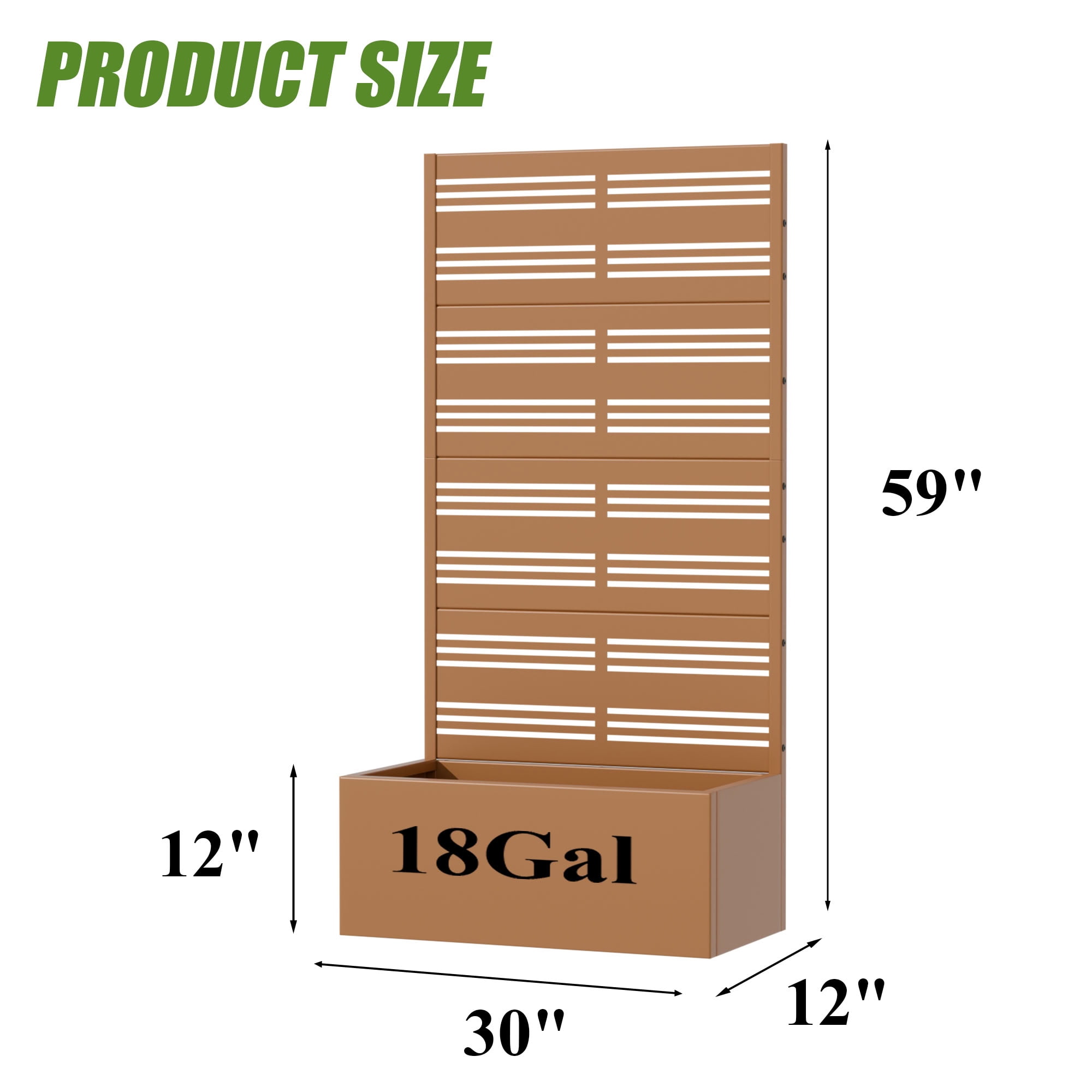 MAYEERTY 59*30in Outdoor Metal Planter Box, Portable Balcony Planter Box, Space Saving Garden Planter for Patio, Garden, Yard
