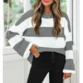 thumbnail image 2 of YOGAFOX Women Oversized Color Block Long Sleeve Pullover Sweater Grey S, 2 of 5