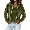 thumbnail image 5 of Ihhxva Women's Velvet Hoodie Loose Fit Drawstring Top Casual Long Sleeve Soft Cozy Sweatshirt for Fall Winter Lounge Streetwear S-2XL, 5 of 9