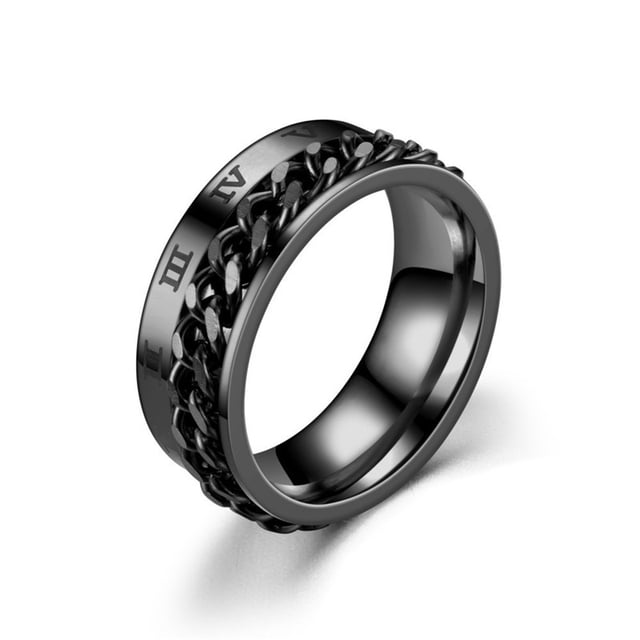 Titanium Steel Rotatable Chain Rings Men Women Stress Ring For Anxiety Couple Jewelry 8mm Corkscrew Rings Multifunctional Gift 1065 7
