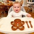 thumbnail image 7 of Baby Silicone Feeder Set, BabyX 3-pcs Gingerbread-themed Baby Plate with Suction, Spoon and Fork for Babies Toddler Kids, BPA-Free, Baby Utensils Feeding Supplies, Microwave and Dishwasher Safe, 7 of 7