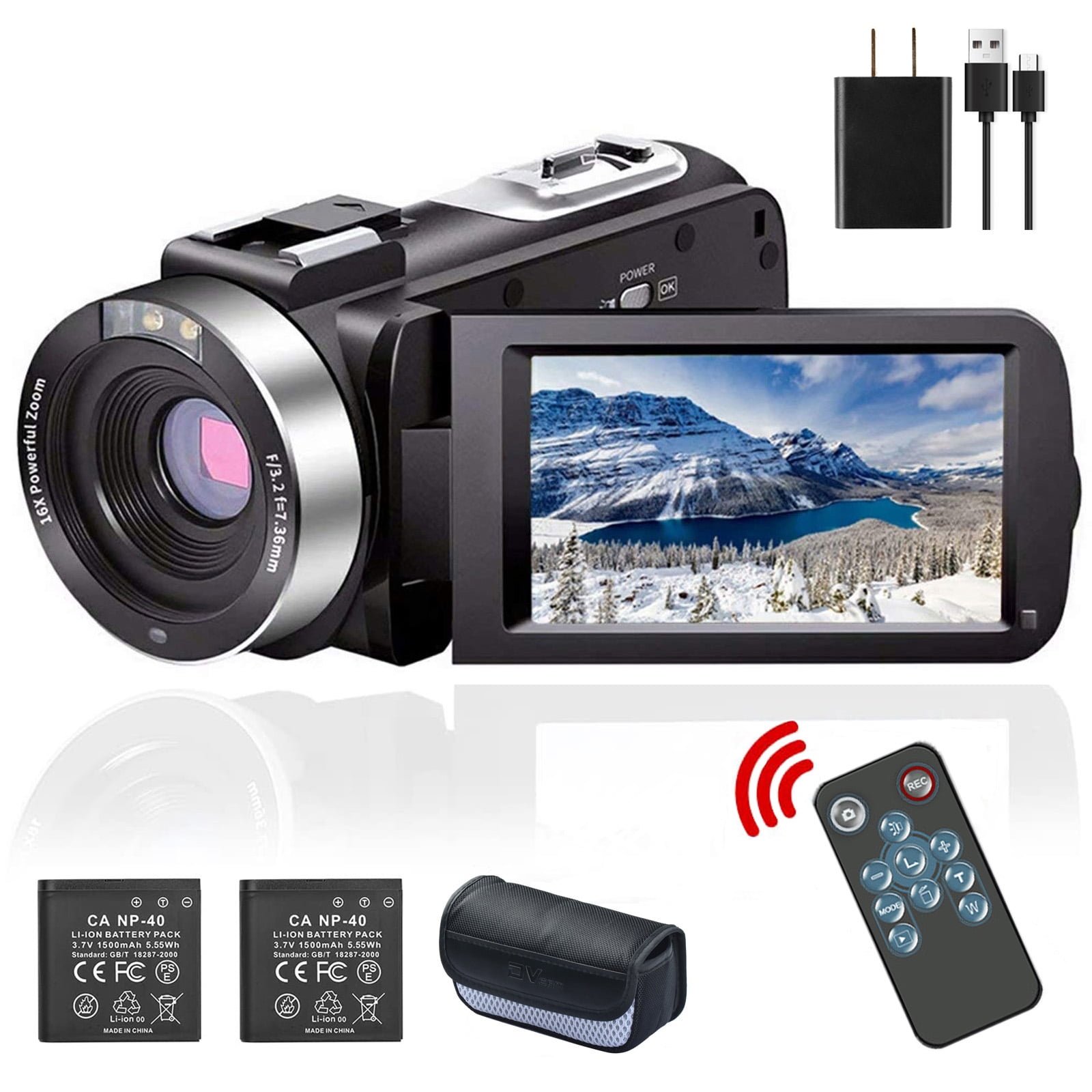 MARVUE Video Camera Camcorder 2.7K 50MP 16X Zoom Vlogging Camera for YouTube