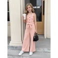 thumbnail image 4 of PureChapter Girls Romper Girls Jumpsuit Solid Color Ruffle Strap Smocked Jumpsuit with Belt & Pockets 5-12Y, 4 of 6