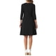 thumbnail image 3 of Vestido de Cuello Redondo INSPIRE CHIC para Mujer, Manga 3/4, Plisado, Corte A, Casual y Elegante, Color Negro, 3 of 6